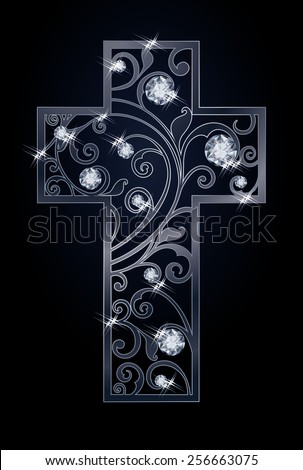 Easter cross with diamonds, vector illustration