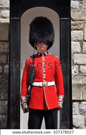 LONDON, ENGLAND - JUNE 17: Queen\'s Guard or Queen\'s Life Guard at the Tower of London on June 17, 2012 in London, England