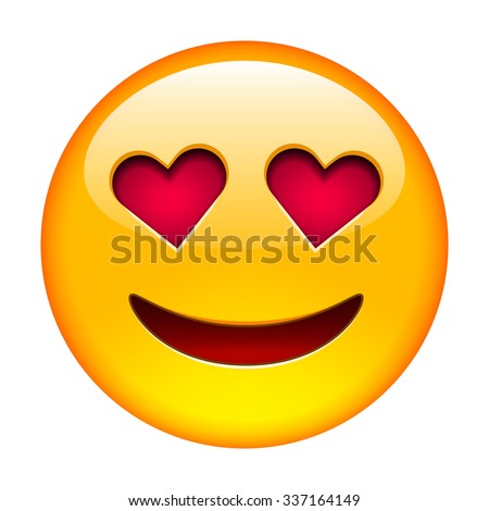 Smile in love emoticon. Isolated vector illustration on white background