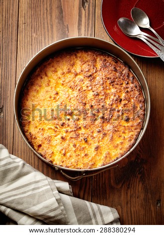 cheese cake in a baking tin