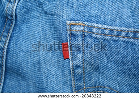 Blue jeans with red label to write on it
