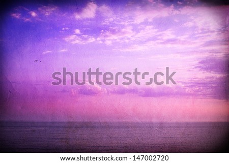 Sea sunset landscape as old photography