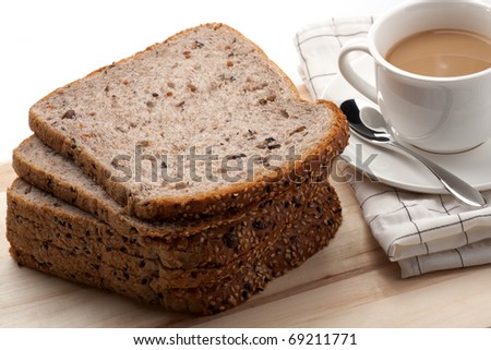 coffee and bread for a healthy breakfast