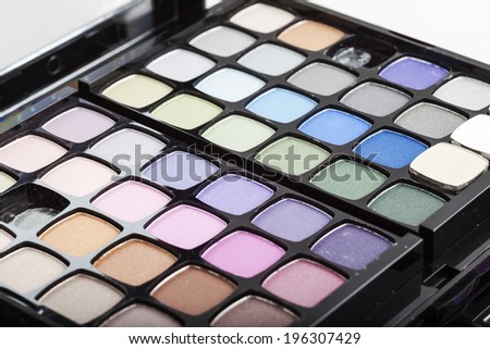 Closeup view of cosmetic products for makeup
