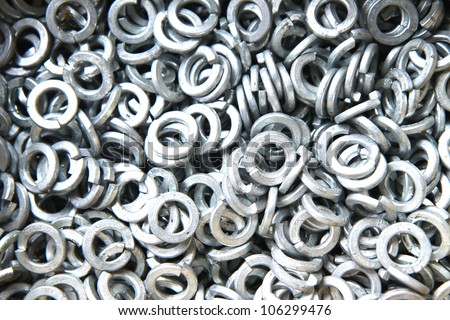 Galvanized steel spring washers, a shop floor item