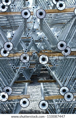 Hot-dip galvanized steel pipe on the rack