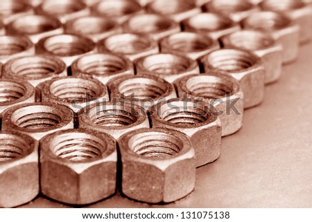 Nuts in an organized array pattern