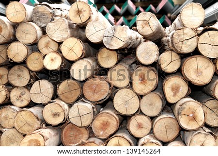 Stack of logs in the crate