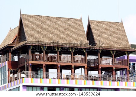 Thai style wooden pavilion