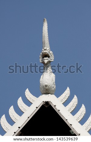 Thai art gable in the Thai temple, Nonthaburi province,Thailand, Asia