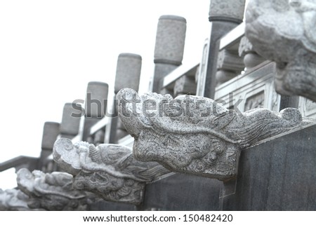 A row of stone lion carving