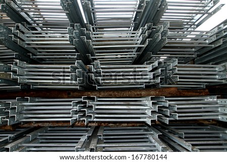 Steel Ladder bunch in warehouse before shipment