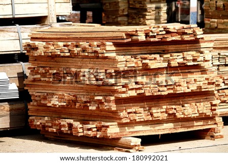 Wooden bars in warehouse