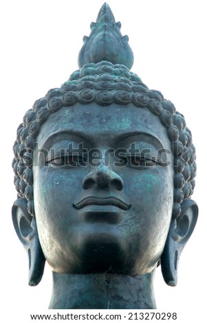 NAKHONPRATOM-THAILAND-1 MARCH : Close-up face of Buddha leela standing posture on 1 March 2014 in Nakhonpratom Province, Thailand.