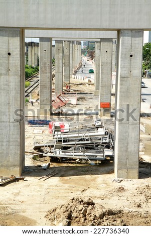 Concrete foundation of new railway