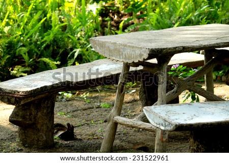 Concrete bench in the garden