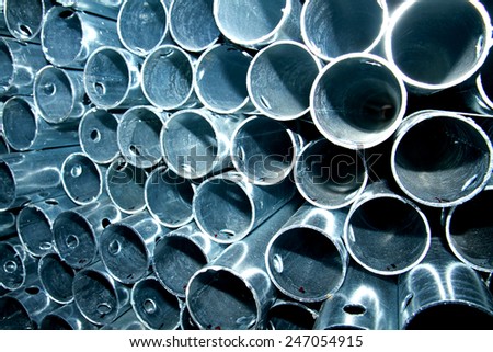 Hot-dip galvanized steel pipes texture