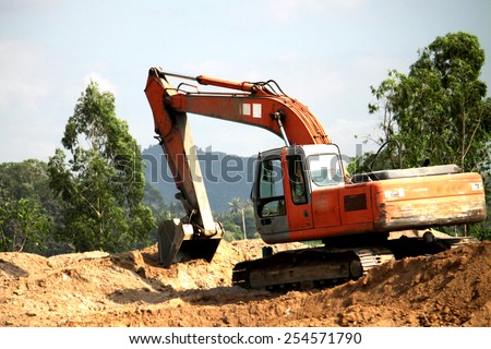 RAYONG-THAILAND-DECEMBER 25 : A loader for Construction of concrete bridge on the way on December 25, 2014 Rayong Province, Thailand.