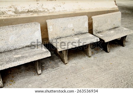Concrete bench in the temple