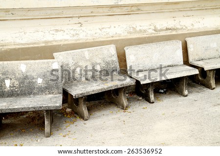 Concrete bench in the temple