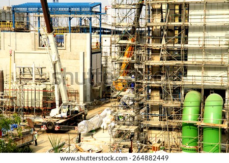 NONTHABURI-THAILAND-JANUARY 22 : Construction of gas combine cycle power plant 800 MW on January 22, 2015 Nonthaburi Province, Thailand.