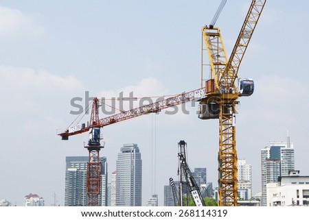 BANGKOK-THAILAND-MARCH 11 : Construction of Concrete bridge for new project sky highway on March 11, 2015 Bangkok, Thailand