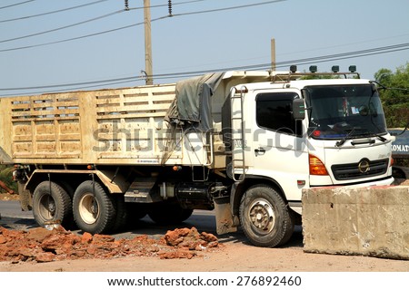 BANGKOK-THAILAND-FEBRUARY 2 : The dump truck for construction the road on February 2, 2015 Bangkok, Thailand.