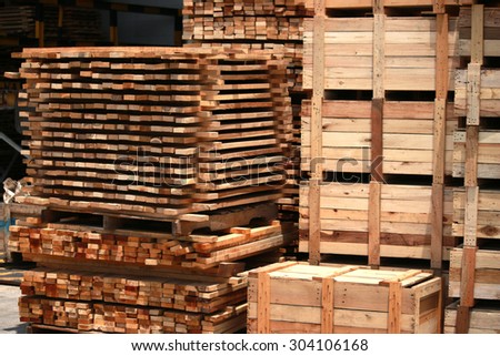 Wooden pallet in warehouse