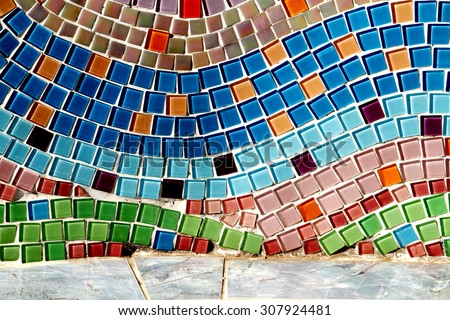 Decoration Colorful glass mosaic art and abstract wall background