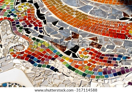 Colorful glass mosaic art and abstract wall background