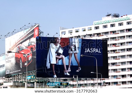 BANGKOK-THAILAND-NOVEMBER 11 : The advertise billboard in the city on November 11, 2015 Bangkok, Thailand.