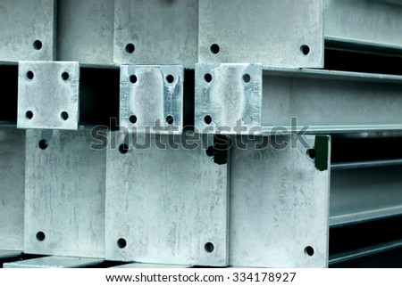 Hot-dip galvanized steel member for construction steel tower in transmission line bunch on the rack in warehouse