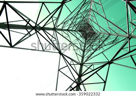 Silhouette of steel transmission line tower