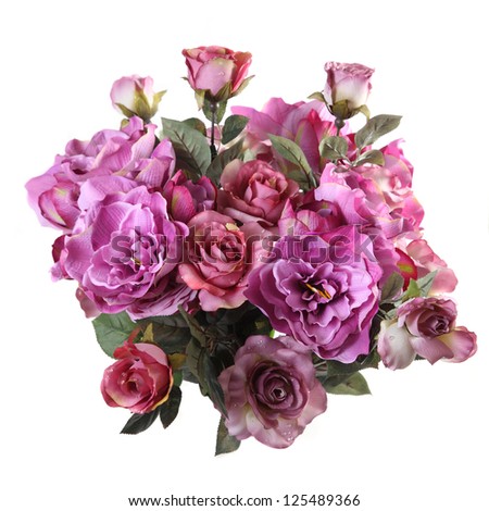 bouquet of artificial roses on a white background