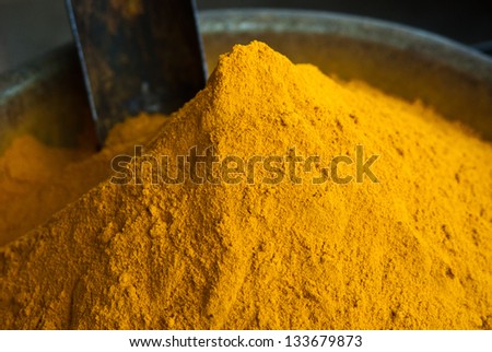 close-up of turmeric spice/Turmeric Powder/Rajasthan,India