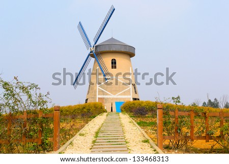 big windmill with blue sky