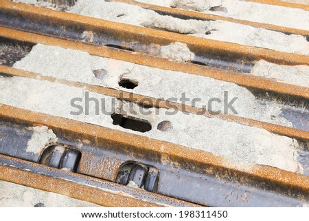 close view of rusty caterpillar track