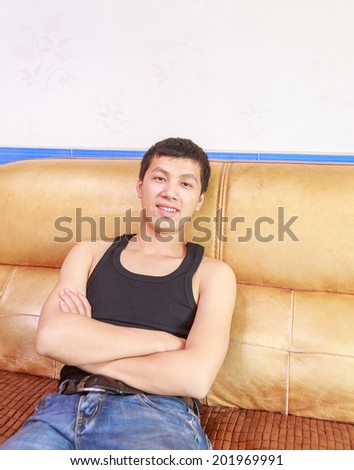 young man sit on the sofa