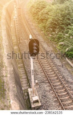 railway with signal lamp