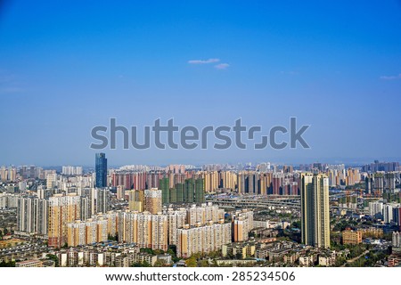CHENGDU,CHINA - May 2,2015:city panorama of chengdu,china.One of the fastest growing city at west of china.