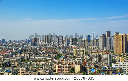 CHENGDU,CHINA - May 2,2015:city panorama of chengdu,china.One of the fastest growing city at west of china.