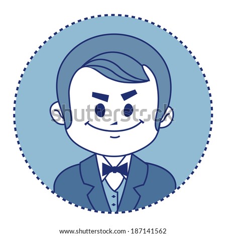 Character rich banker in suit with bow tie.