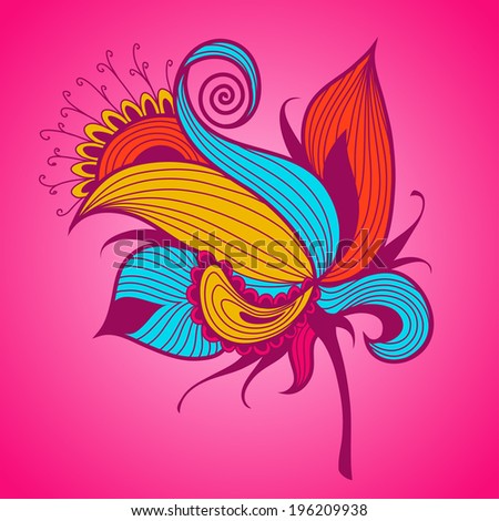 Exotic flower on pink background. Vector illustration