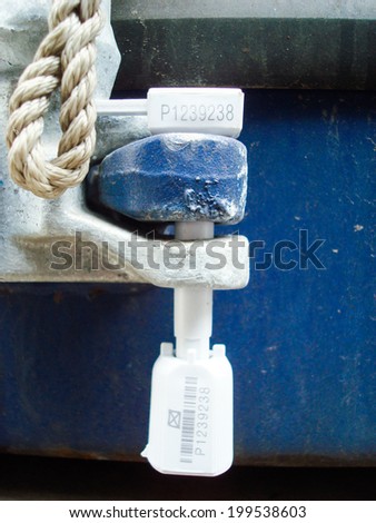 Closeup of Freight Container Bolt Seal for Logistic Security