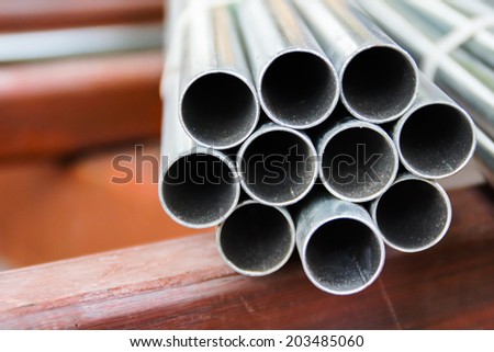 Carbon Steel Pipe and Structure Steel in Construction Site