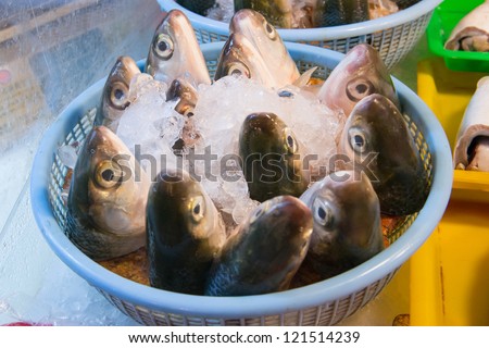 The fish (Milkfish) head in Taiwan market. This is a specility food for Taiwan people.