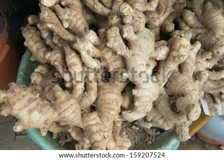 The ginger background. Dry Ginger at Taiwan market