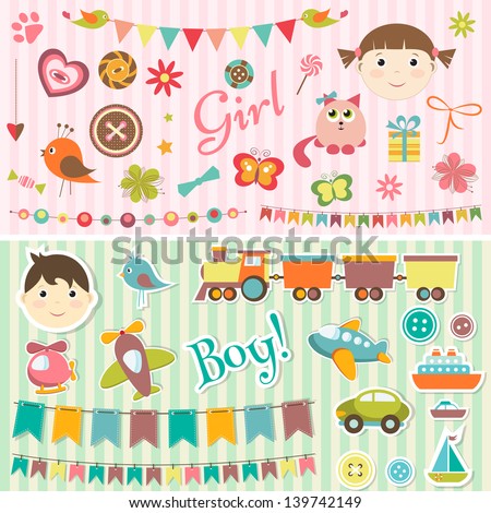 Scrapbook baby boy and girl set Scrapbook baby boy and girl set