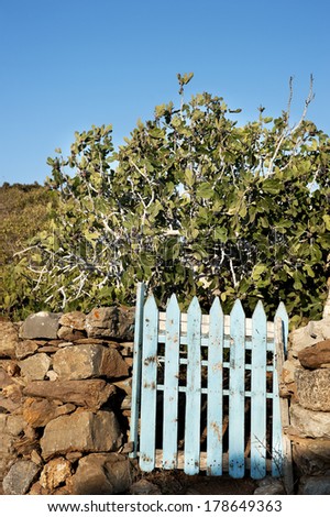 Fence and gate frame in Mediterranean Island