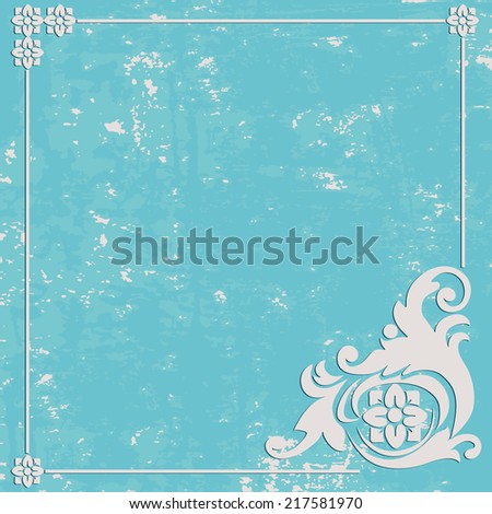 Abstract Grunge texture blue background. Ornament frame